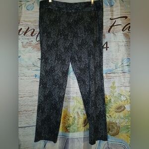 Black and Gray Floral Patterned Pants